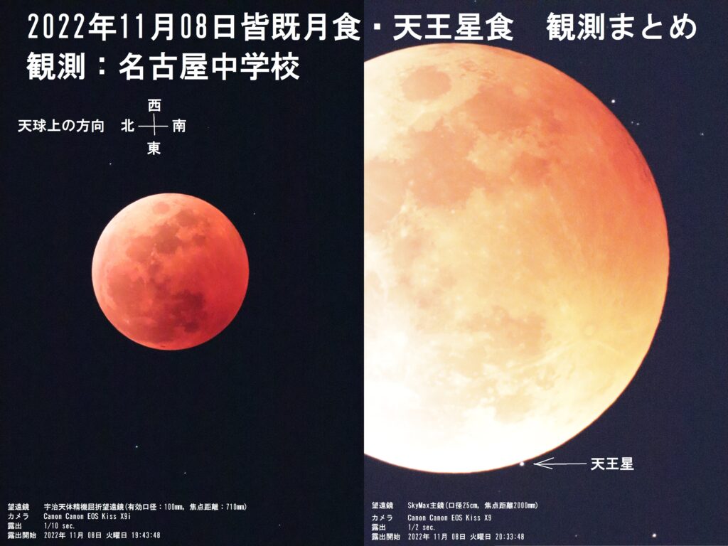 皆既月食と天王星食(直前)の画像